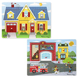 Melissa & Doug Sound Puzzle Around The House & Around The Fire Station Puzzle (8 Piece)