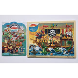 Melissa and Doug 48 Piece Wooden Jigsaw Puzzle, and Puffy Pirate Reusable Sticker St Bundle