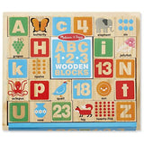 Melissa & Doug ABC & 123 Wooden Blocks & 1 Scratch Art Mini-Pad Bundle (02253)