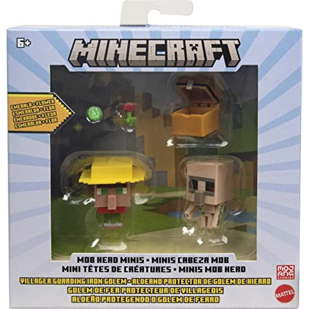 Minecraft Mob Head Minis Villager Guarding Iron Golem Pack & Accessories