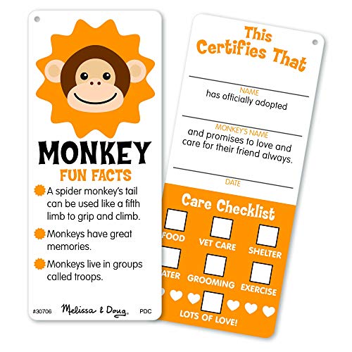 Melissa & Doug Cuddle Monkey Jumbo Plush Stuffed Animal with Activity Card