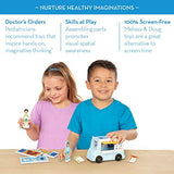 Melissa & Doug Magnetivity Magnetic Tiles Building Play Set – BBQ, Ice Cream, Taco Food Truck Vehicle (6 Panels, 55 Magnets, STEM Toy)