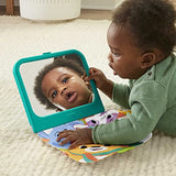 Fisher-Price Crinkle Crew Activity Mirror, Take-Along Infant Toy with Large Mirror for Tummy Time Play, Multi