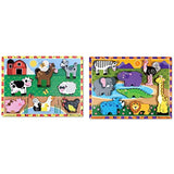 Farm Wooden Chunky Puzzle (8 pcs) with Safari Wooden Chunky Puzzle (8 pcs)