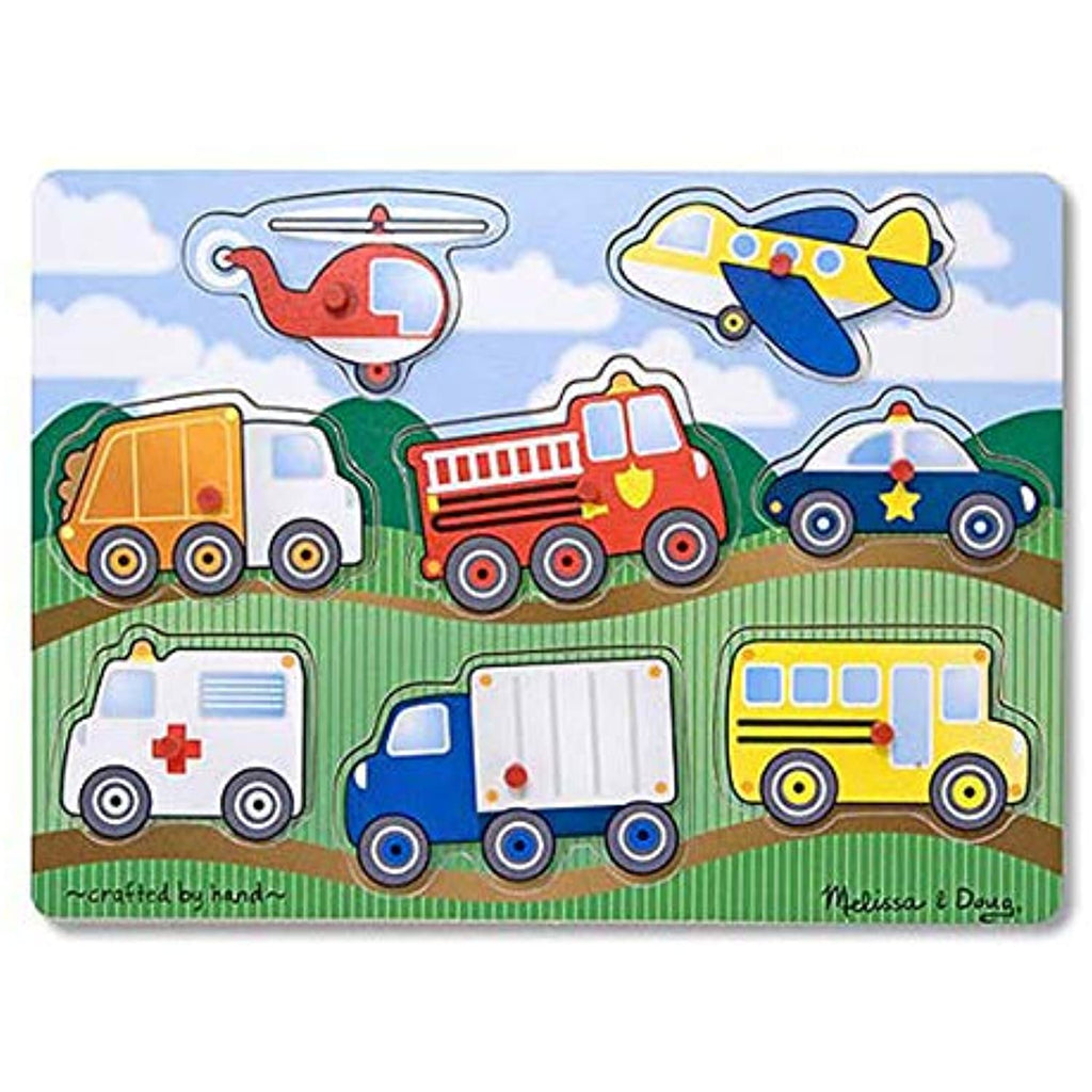 Melissa & Doug Vehicles Peg Puzzle – 8pcs