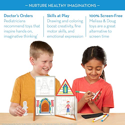 Melissa & Doug Magnetivity Magnetic Tiles Building Play Set – Draw & Build House (15 Pieces, 8 Panels, 4 Dry-Erase Markers)