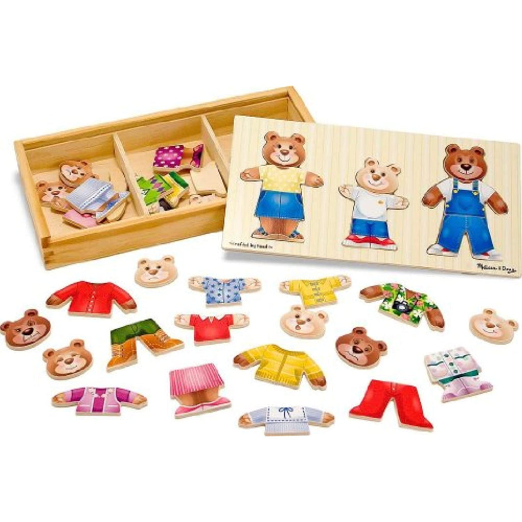 Melissa & Doug Wooden Bear Family Dress-Up Puzzle & 1 Scratch Art Mini-Pad Bundle (03770)