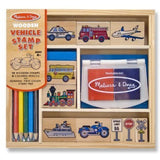 Melissa & Doug Vehicles: Wooden Stamp Set & 1 Scratch Art Mini-Pad Bundle (02409)