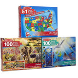 Melissa & Doug Floor Puzzle USA Map, Under The Sea, Safari Puzzle (3 Pack)