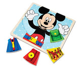 Melissa & Doug Mickey Mouse Wooden Basic Skills Board - Zip, Lace, Tie, Buckle, Button, and Snap