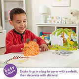 Melissa & Doug Shake It! Safari Animals Beginner Craft Kit - Confetti-Covered Elephant and Tiger (4” x 1.5” Each)