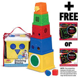 Melissa & Doug K's Kids Stacking Blocks + Free Scratch Art Mini-Pad Bundle [91701]