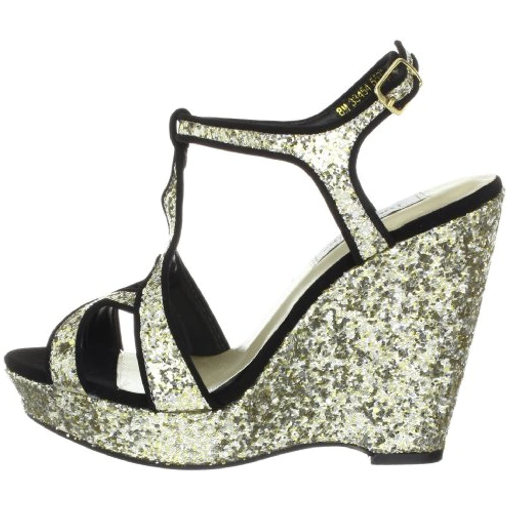 Touch Ups Women's Sasha Wedge Sandal,Gold Glitter,5.5 M US