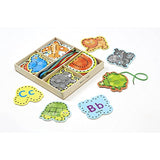 Melissa & Doug Alphabet Lacing 26-Wooden Cards Set & 1 Scratch Art Mini-Pad Bundle (09490)