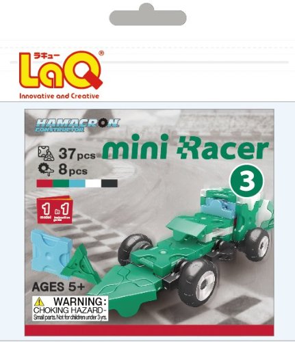 LaQ Hamacron Mini Racer 3 Car Model Building Kit, Green
