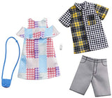 Barbie Fashion Pack with 1 Outfit of Gingham Patterned Dress & 1 Accessory Doll & Plaid Shirt, Shorts & Accessory for Ken Doll, Gift for 3 to 8 Year Olds