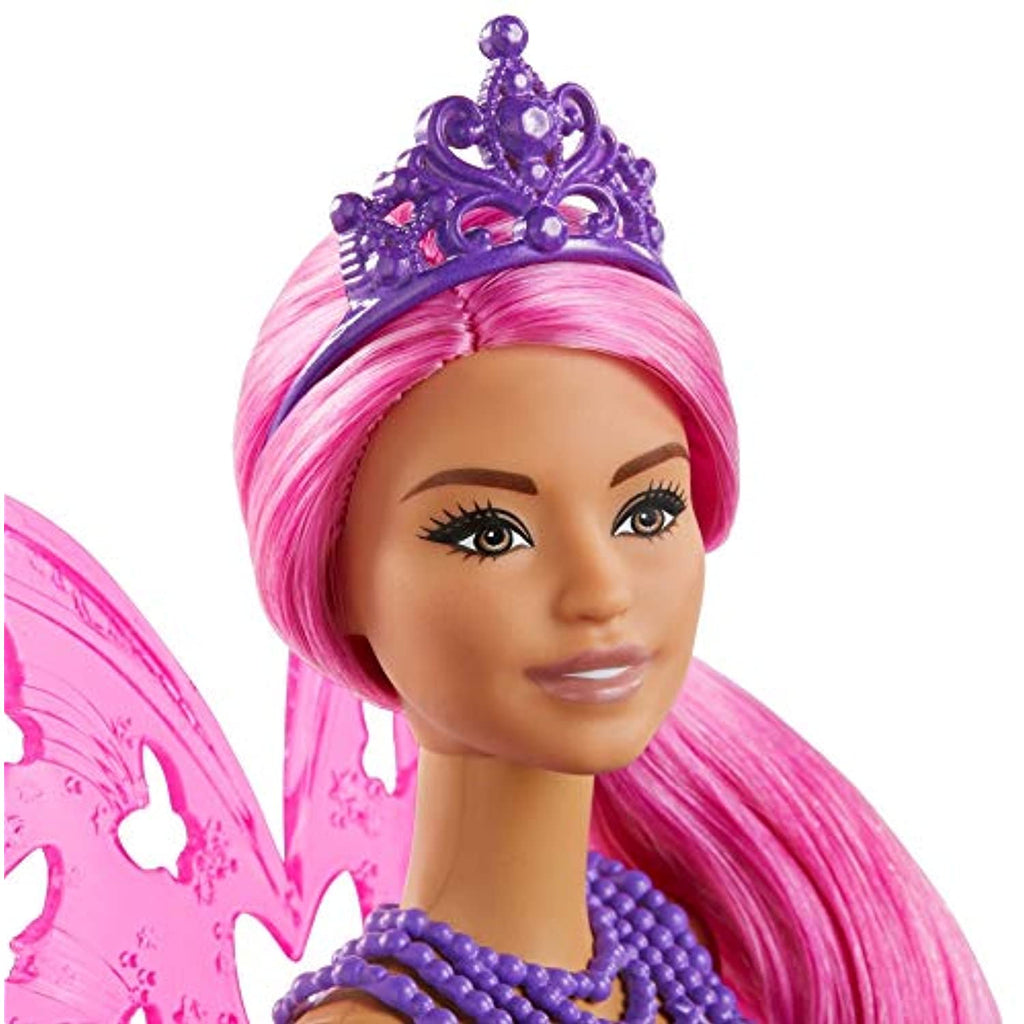 Barbie Dreamtopia Fairy Doll, 12-Inch, with Pink and Blue Jewel Theme, Pink Hair and Wings, Gift for 3 to 7 Year Olds, Multi