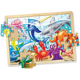 Melissa & Doug 3-Puzzle Wooden Jigsaw Set - Dinosaurs, Ocean, and Safari