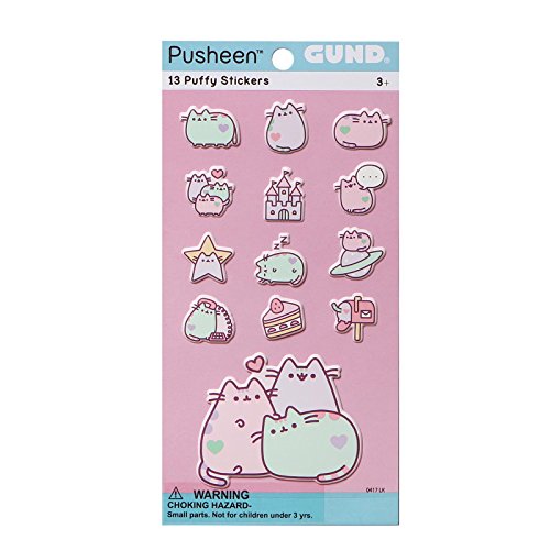 Pusheen Gund Pusheenicorn Sound Toy 7.5" Plush with Pastel Stickers (Purple)