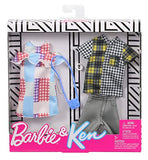 Barbie Fashion Pack with 1 Outfit of Gingham Patterned Dress & 1 Accessory Doll & Plaid Shirt, Shorts & Accessory for Ken Doll, Gift for 3 to 8 Year Olds