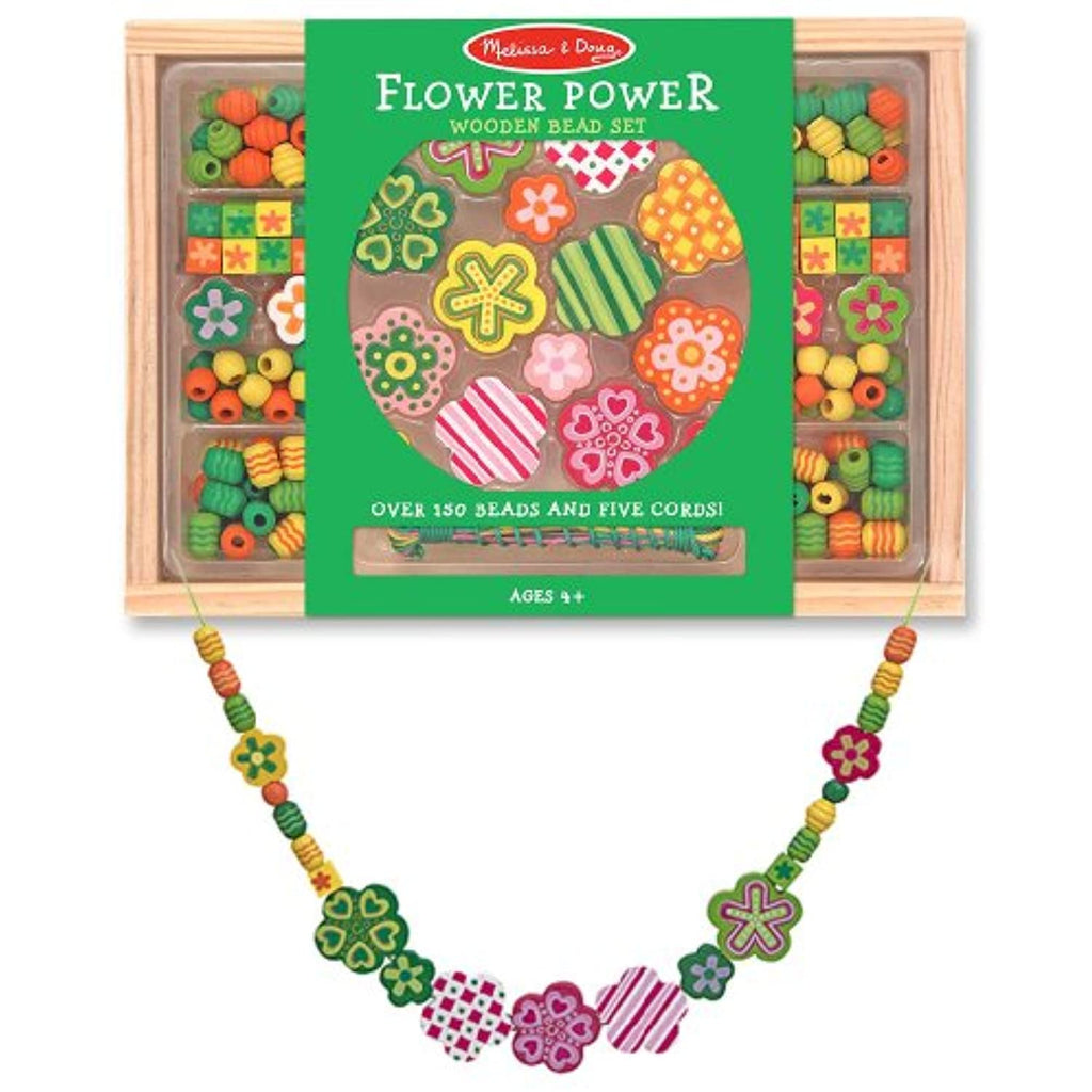 Melissa & Doug Wooden 'Flower Power' Bead Accessory Creation Set + Free Scratch Art Mini-Pad Bundle [41782]