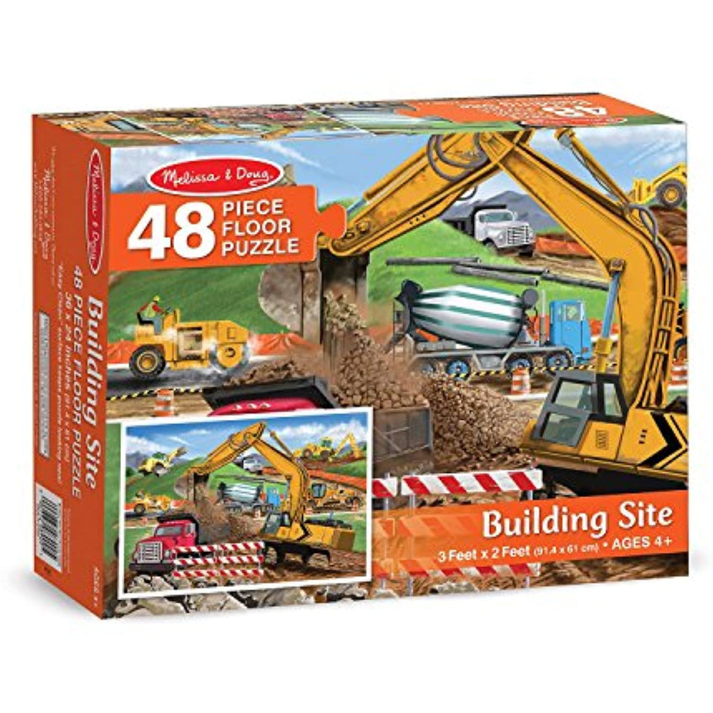 Melissa & Doug Building Site: 48-Piece Floor Puzzle + Free Scratch Art Mini-Pad Bundle (89005)