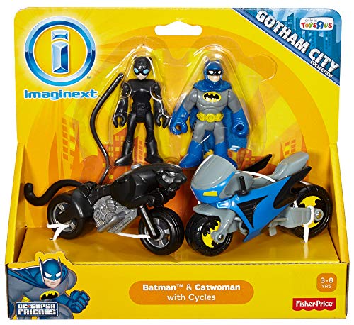 Fisher-Price Imaginext  DC Super Friends Exclusive Gotham City Batman, Catwoman Cycles, Multi Color