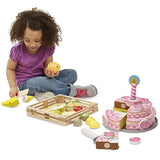Melissa and Doug Wooden Playsets Bundle - Cutting Fruit Set with Triple-Layer Party Cake Set - Ages 3 and Up - Imaginative Fun