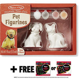 Melissa & Doug Pet Figurines Decorate-Your-Own Kit & 1 Scratch Art Mini-Pad Bundle (08866)