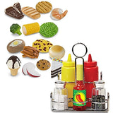 Melissa & Doug Bundle Includes 2 Items Food Fun Combine & Dine Dinners Toy, Blue Condiments Set (6 pcs) - Play Food, Stainless Steel Caddy