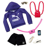 Barbie Storytelling Fashion Pack of Doll Clothes Inspired by Puma: Hoodie, Shorts and 6 Accessories Dolls, Gift for 3 to 8 Year Olds