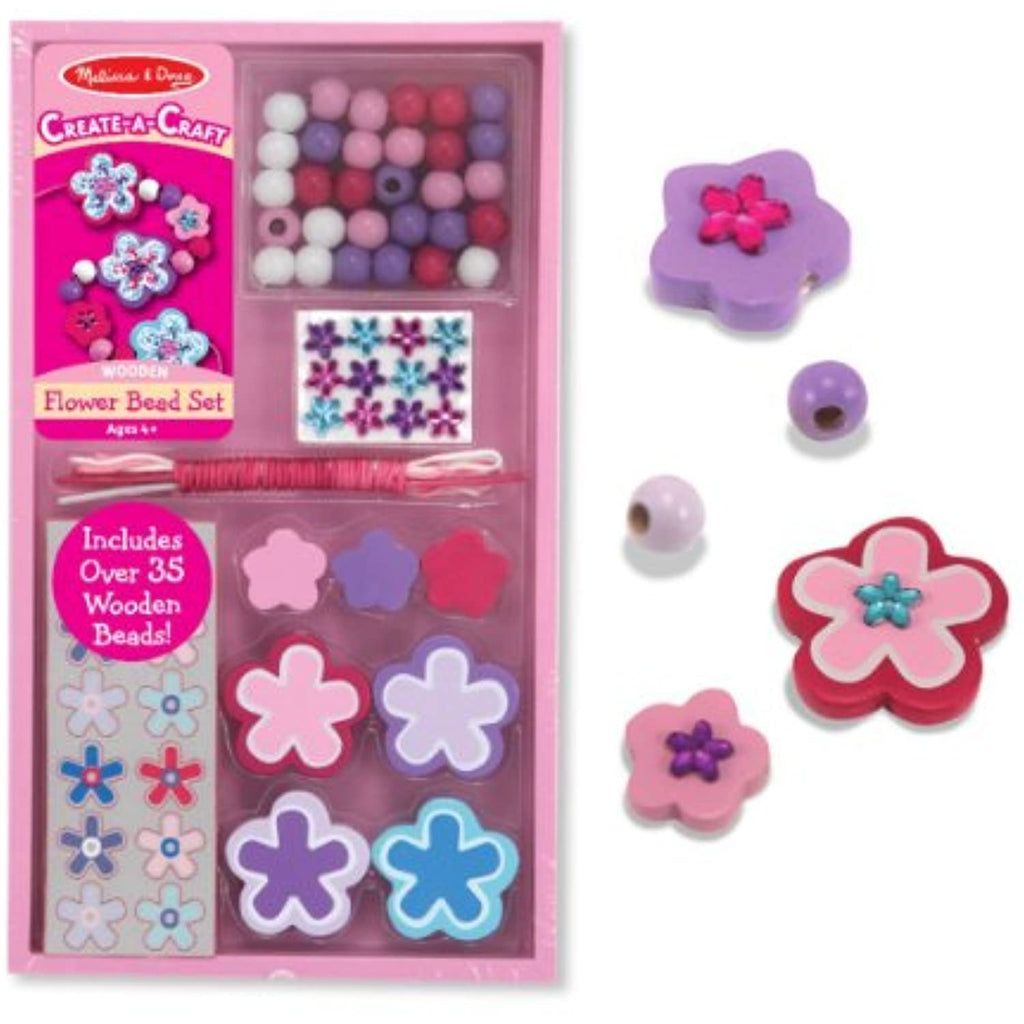 Melissa & Doug Flower Bead Accessory Create-A-Craft Set & 1 Scratch Art Mini-Pad Bundle (04176)