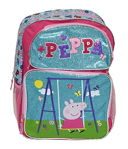 Peppa Pig - Swine on A Swing Girls 16 Backpack (One size, Light Blue/Pink)
