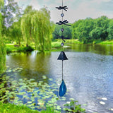 Woodstock Chimes CDWBL The Original Guaranteed Musically Tuned Chime Habitats Dragonfly Agate Wind Bell, Blue