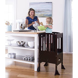 Guidecraft Contemporary Kitchen Helper Stool - Espresso: Adjustable Height, Folding Safety Step Stool Tower for Children, Little Kids Kitchen Furniture