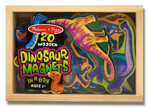 Melissa & Doug Dinosaurs Wooden 20 Magnets-in-a-Box Gift Set & 1 Scratch Art Mini-Pad Bundle