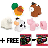 Melissa & Doug K's Kids Pop Blocs Farm Animals + FREE Scratch Art Mini-Pad Bundle [91961]