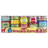 Melissa & Doug Bundle Includes 2 Items Toy Shopping Cart with Sturdy Metal Frame Let's Play House Grocery Cans Play Food Kitchen Accessory 10 Stackable Cans with Lids