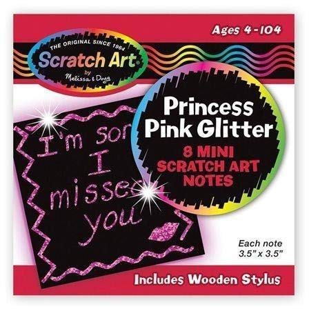 Melissa & Doug Princess Pink Glitter Mini Scratch Art Notes in Display