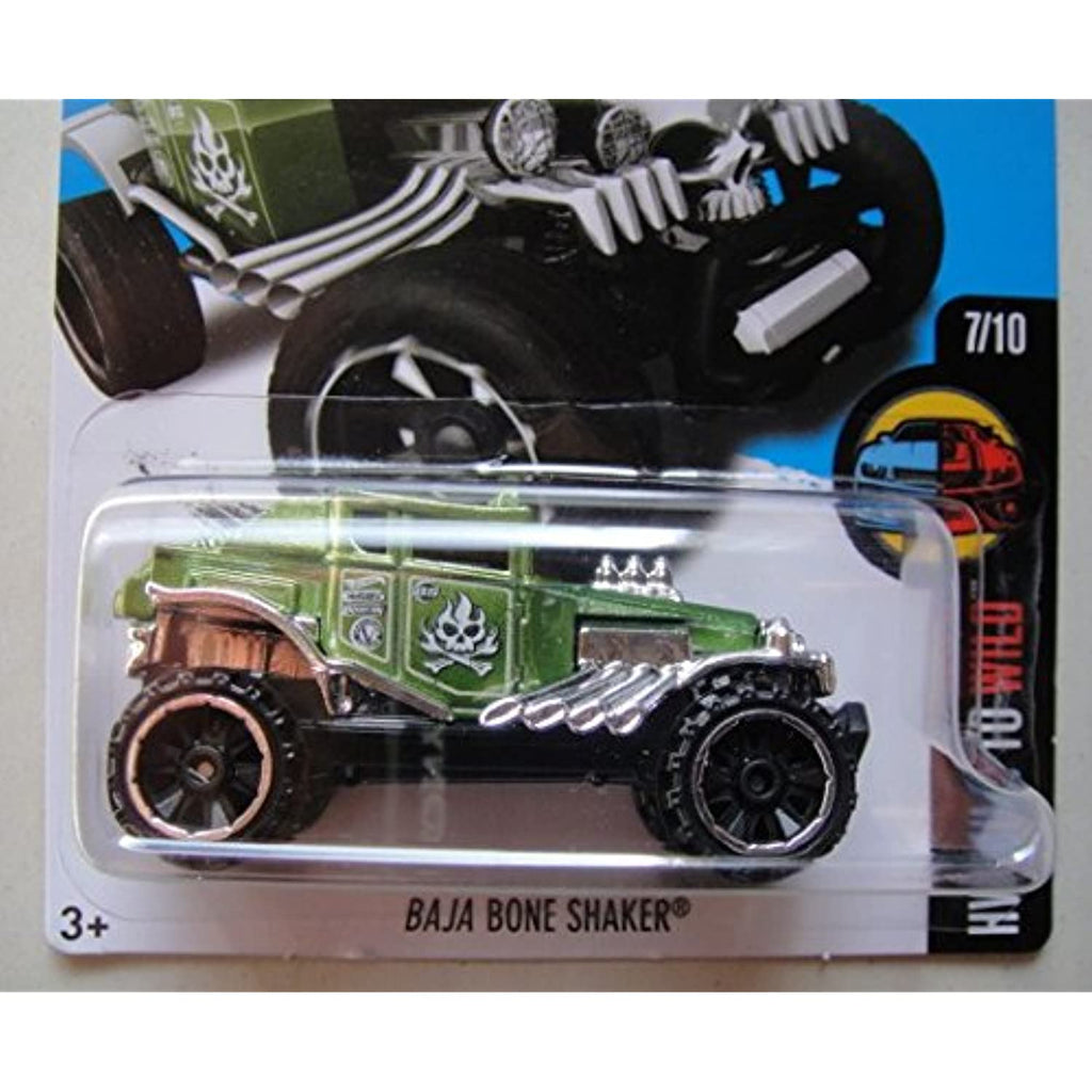 2016 HOT WHEELS HW MILD TO WILD 7/10 GREEN BAJA BONE SHAKER 62/250 SHOWDOWN SCAN AND RACE CARD