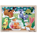 'Playful Pets' 12-Piece Wooden Jigsaw Puzzle + FREE Melissa & Doug Scratch Art Mini-Pad Bundle [29322]