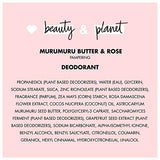 Love Beauty and Planet Deodorant, Murumuru Butter and Rose 2.95 oz