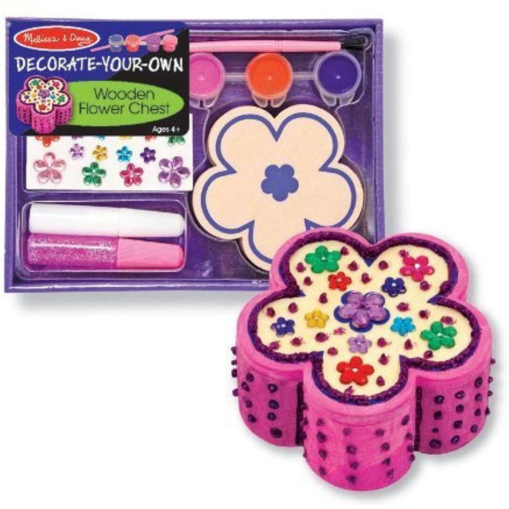 Melissa & Doug Wooden Flower Chest Decorate-Your-Own Kit & 1 Scratch Art Mini-Pad Bundle (03333)