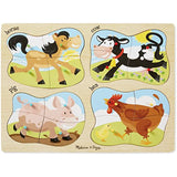 4-in-1 Farm Theme Peg Puzzle + FREE Melissa & Doug Scratch Art Mini-Pad Bundle