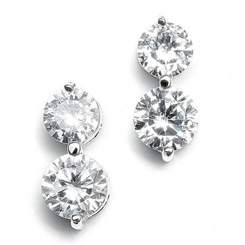 Double Rounds Cubic Zirconia Wedding Earrings 531E