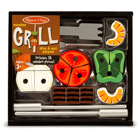 Melissa & Doug Wooden Grill Slice and Sort Play Set (18 pcs)