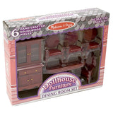 Melissa & Doug Classic Wooden Dollhouse Dining Room Furniture (6pc) - Table, Armchairs, Hutch