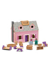 Melissa & Doug Fold and Go Wooden Dollhouse With 2 Dolls and Wooden Furniture