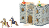 Melissa & Doug Fold and Go Wooden Castle Dollhouse With Wooden Dolls and Horses (12pc)