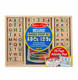 Melissa & Doug Deluxe Wooden Stamp Set - ABCs 123s & Wooden Favorite Things Stamp Set